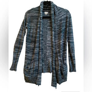 Wilfred Aritzia Silk Cashmere Open Knit Long Sleeve Sweater Cardigan XXS Blue